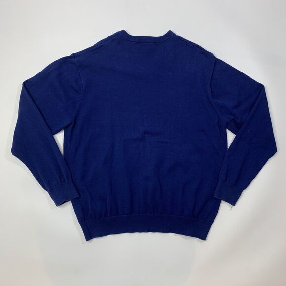 Greg Norman Sweater Mens XL Extra Large Royal Blue Cotton V Neck Pullover - Picture 7 of 12